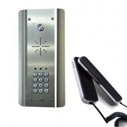 AES Slim CL-ASK wired stainless steel audio intercom system with keypad and wired handset